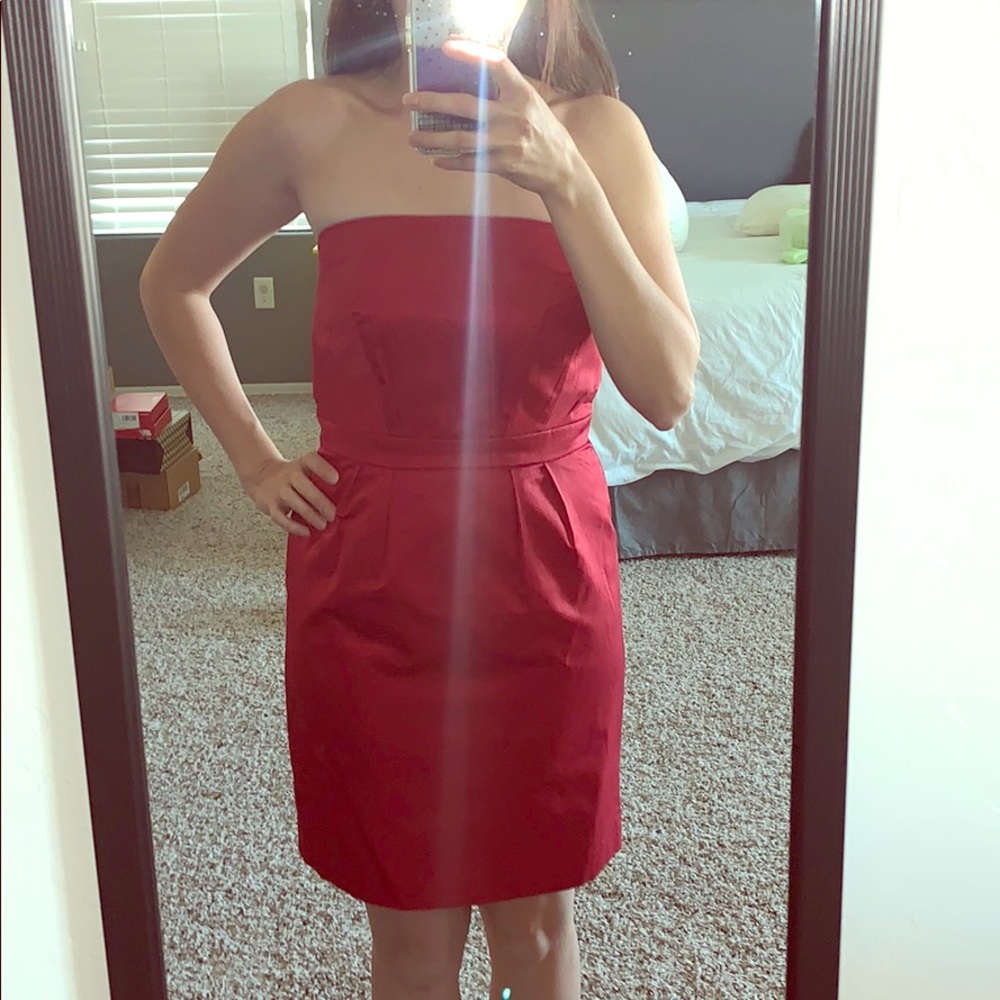 Strapless red dress